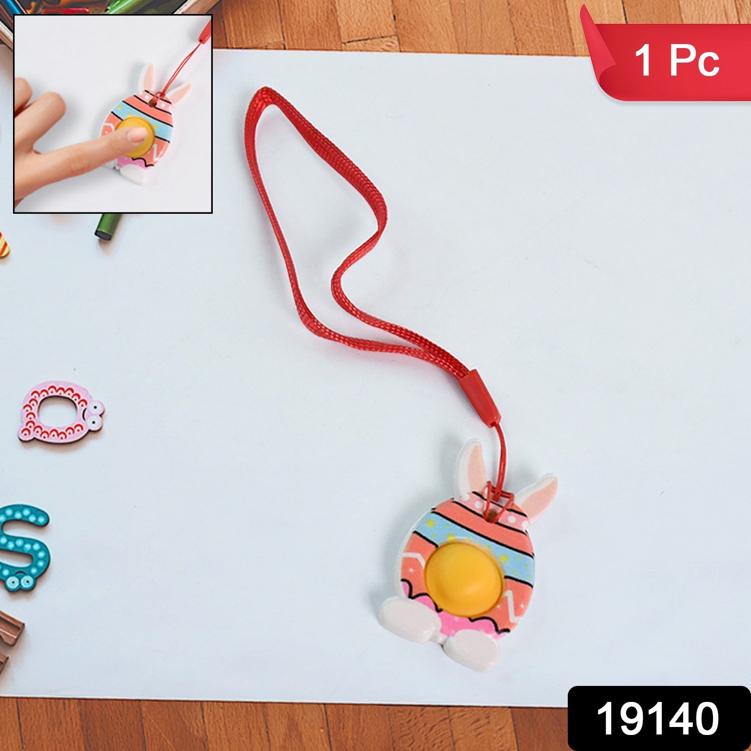 Cute Bunny-Shaped Pop It Fidget Toy Keychain (1 Pc) Cute Bunny-Shaped Pop It Fidget Toy Keychain (1 Pc)